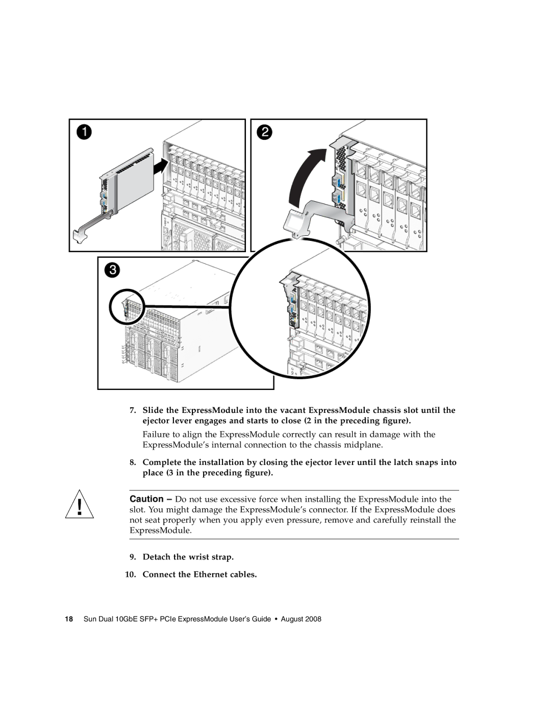 Sun Microsystems 5945532 manual Sun Dual 10GbE SFP+ PCIe ExpressModule User’s Guide August 