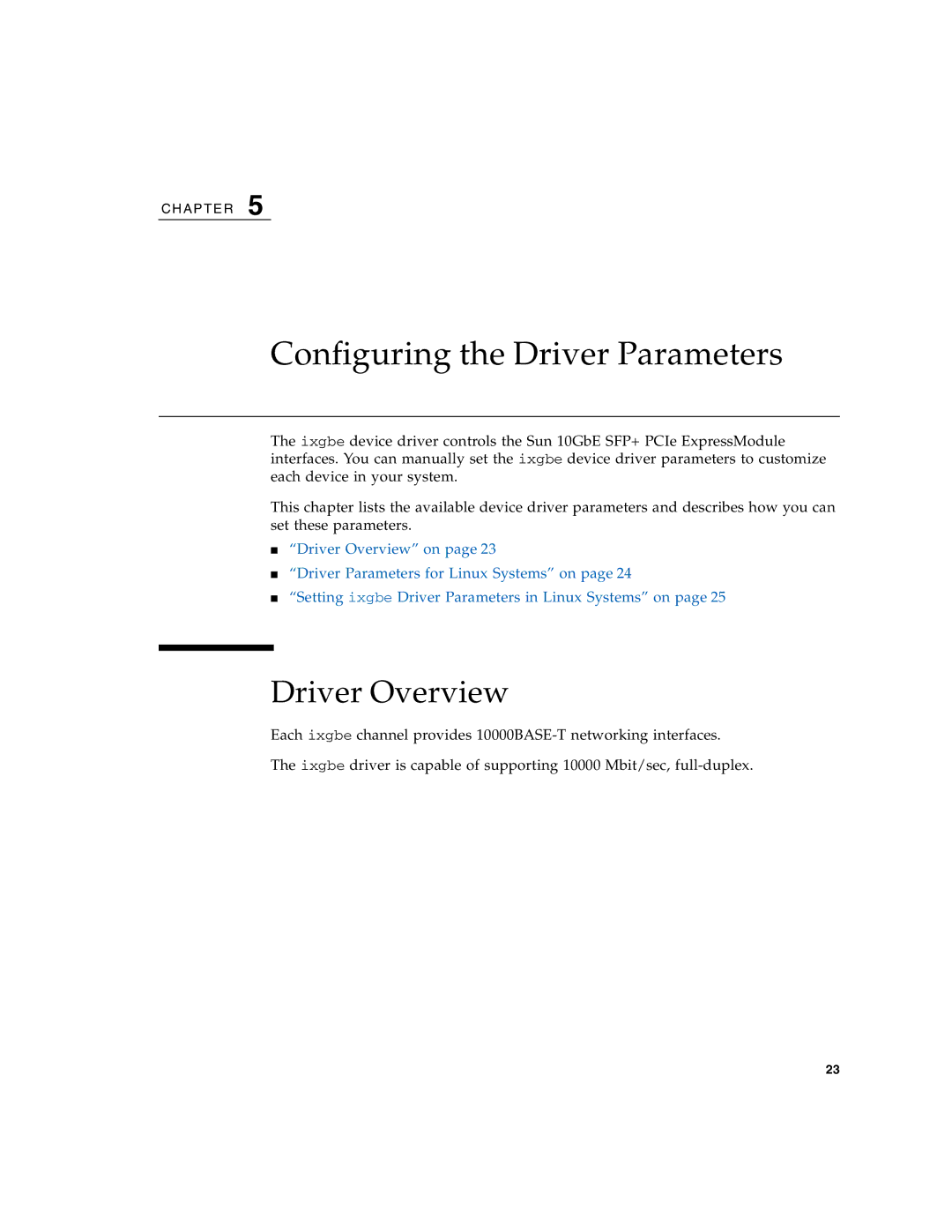 Sun Microsystems 5945532 manual Configuring the Driver Parameters, Driver Overview 