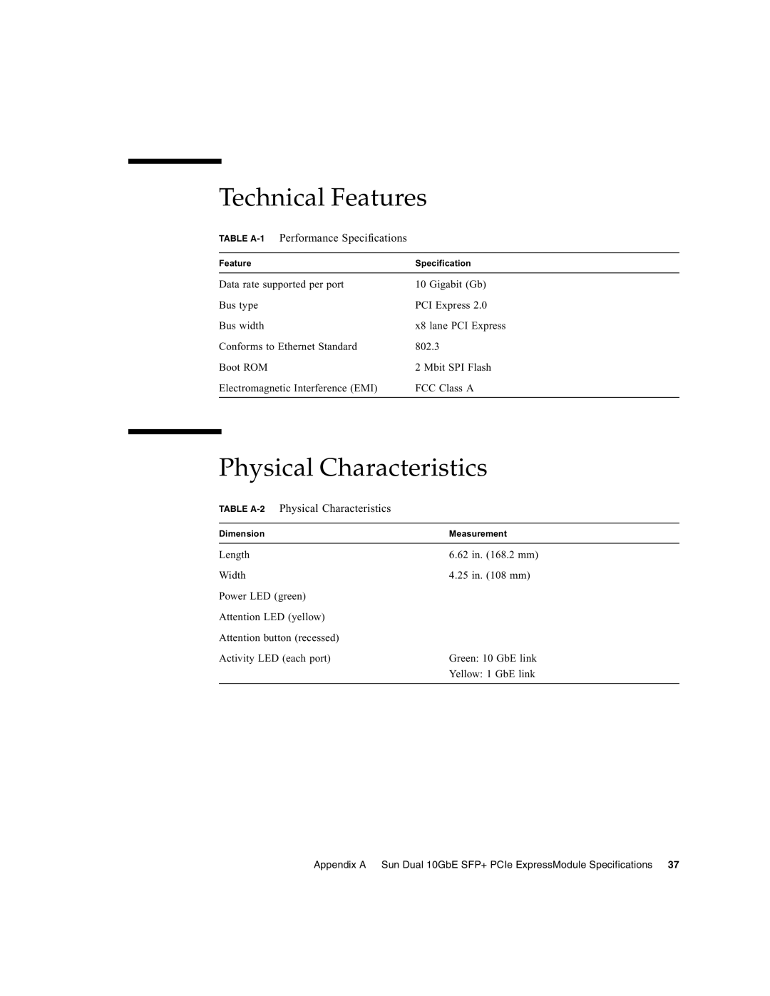 Sun Microsystems 5945532 manual Technical Features, Physical Characteristics 