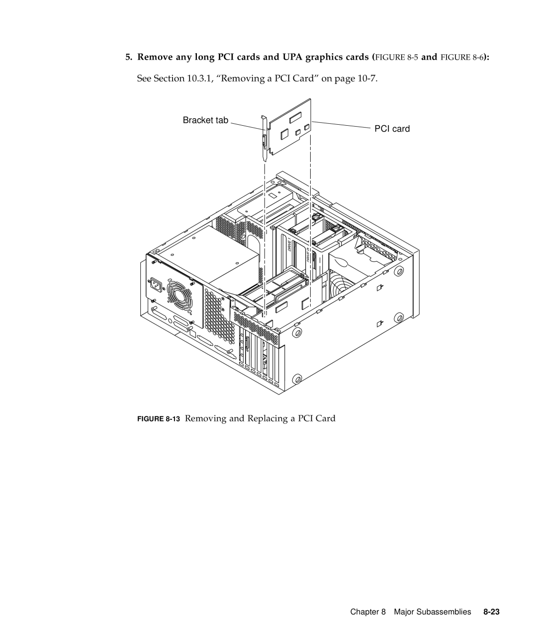 Sun Microsystems 60 service manual Bracket tab PCI card 