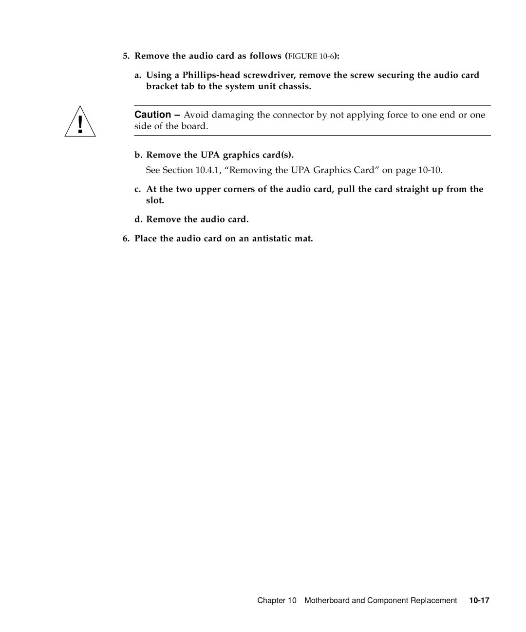 Sun Microsystems 60 service manual See .4.1, Removing the UPA Graphics Card on 