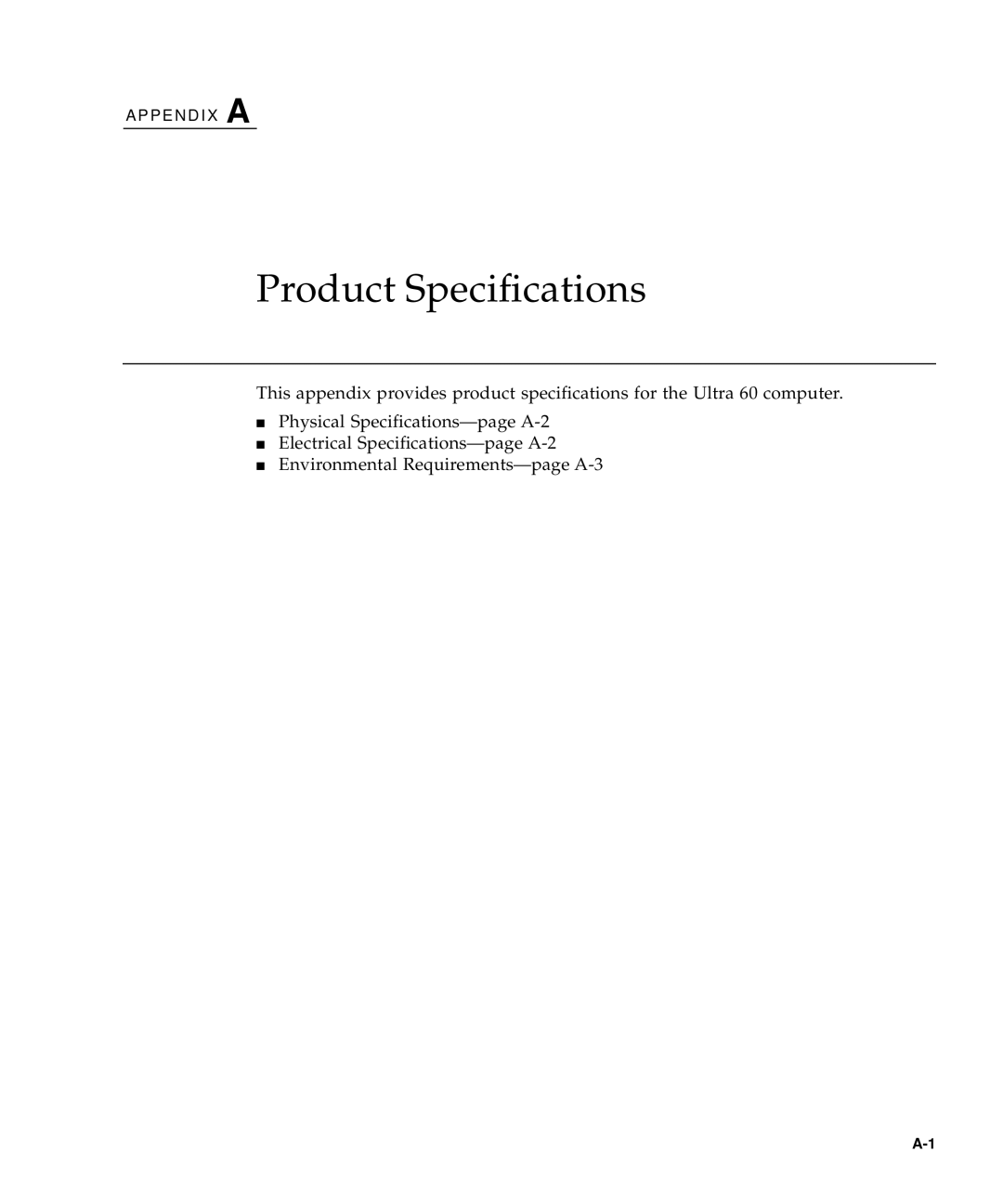 Sun Microsystems 60 service manual Product Specifications 