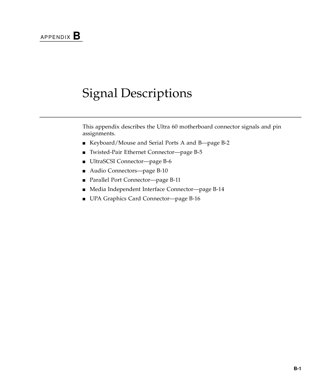 Sun Microsystems 60 service manual Signal Descriptions 