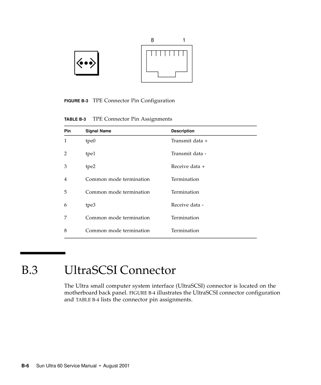 Sun Microsystems 60 service manual UltraSCSI Connector 