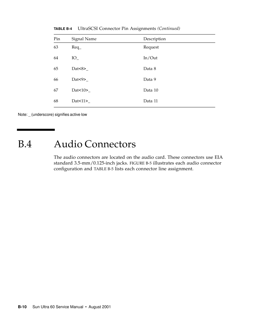 Sun Microsystems 60 service manual Audio Connectors 