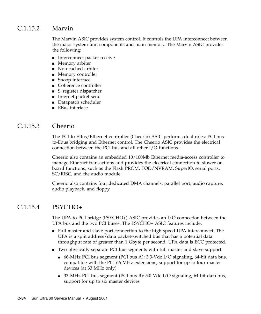 Sun Microsystems 60 service manual Marvin, Cheerio, Psycho+ 