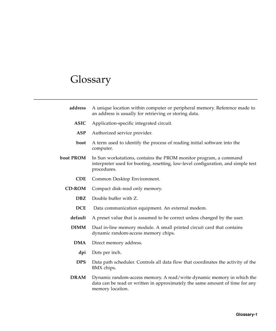 Sun Microsystems 60 service manual Glossary 