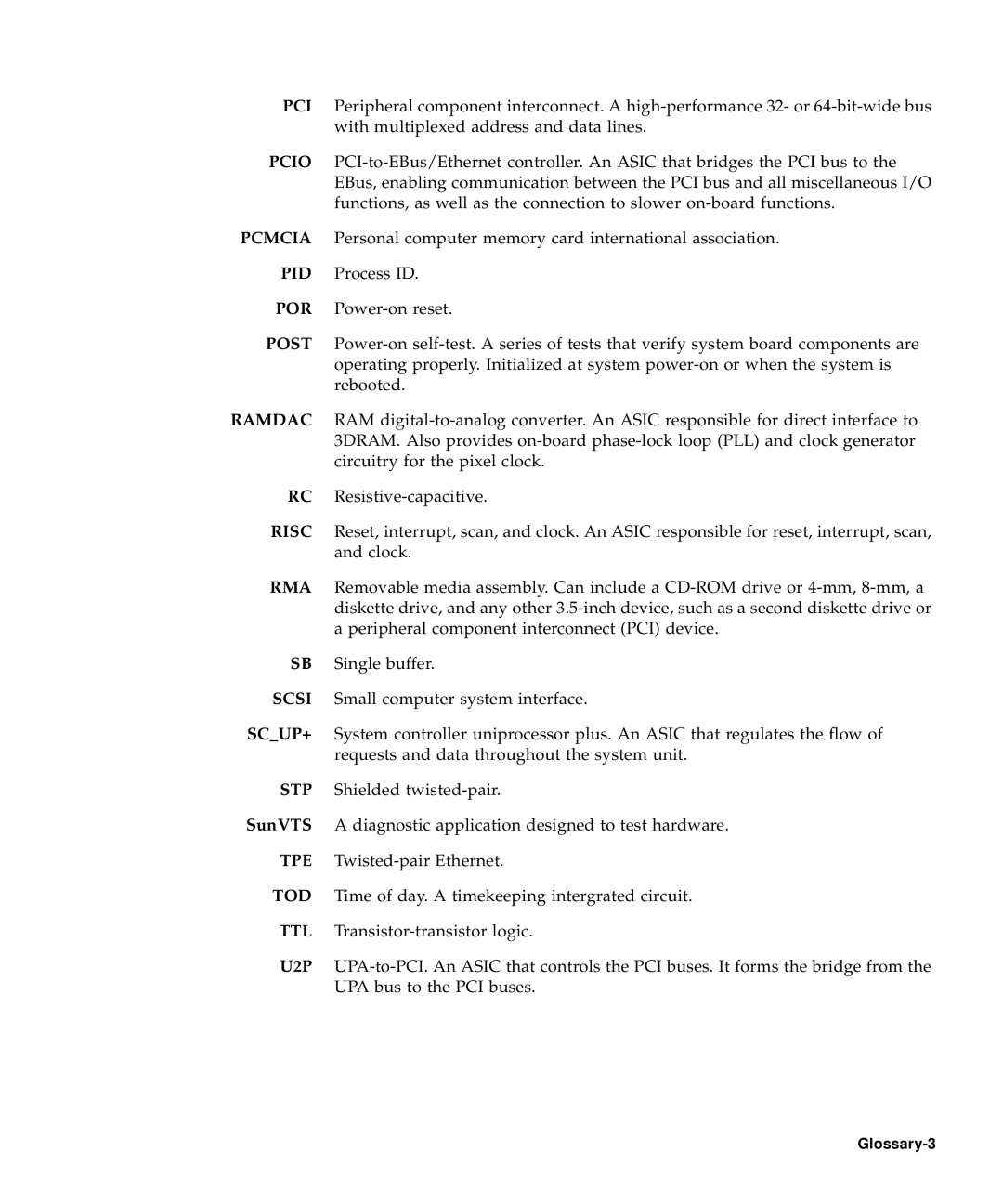 Sun Microsystems 60 service manual Glossary-3 