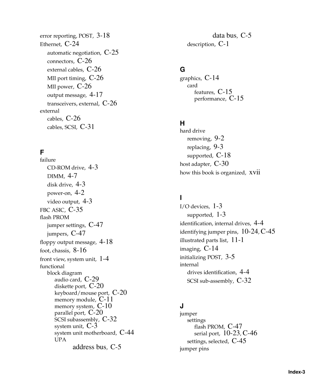 Sun Microsystems 60 service manual Address bus, C-5 Data bus, C-5 