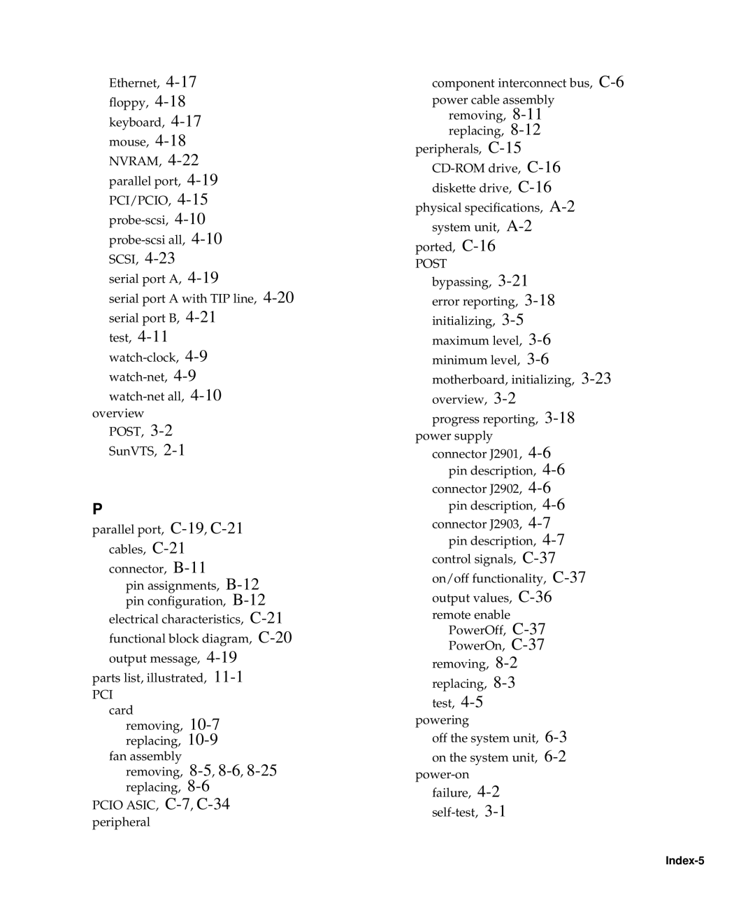 Sun Microsystems 60 service manual Index-5 