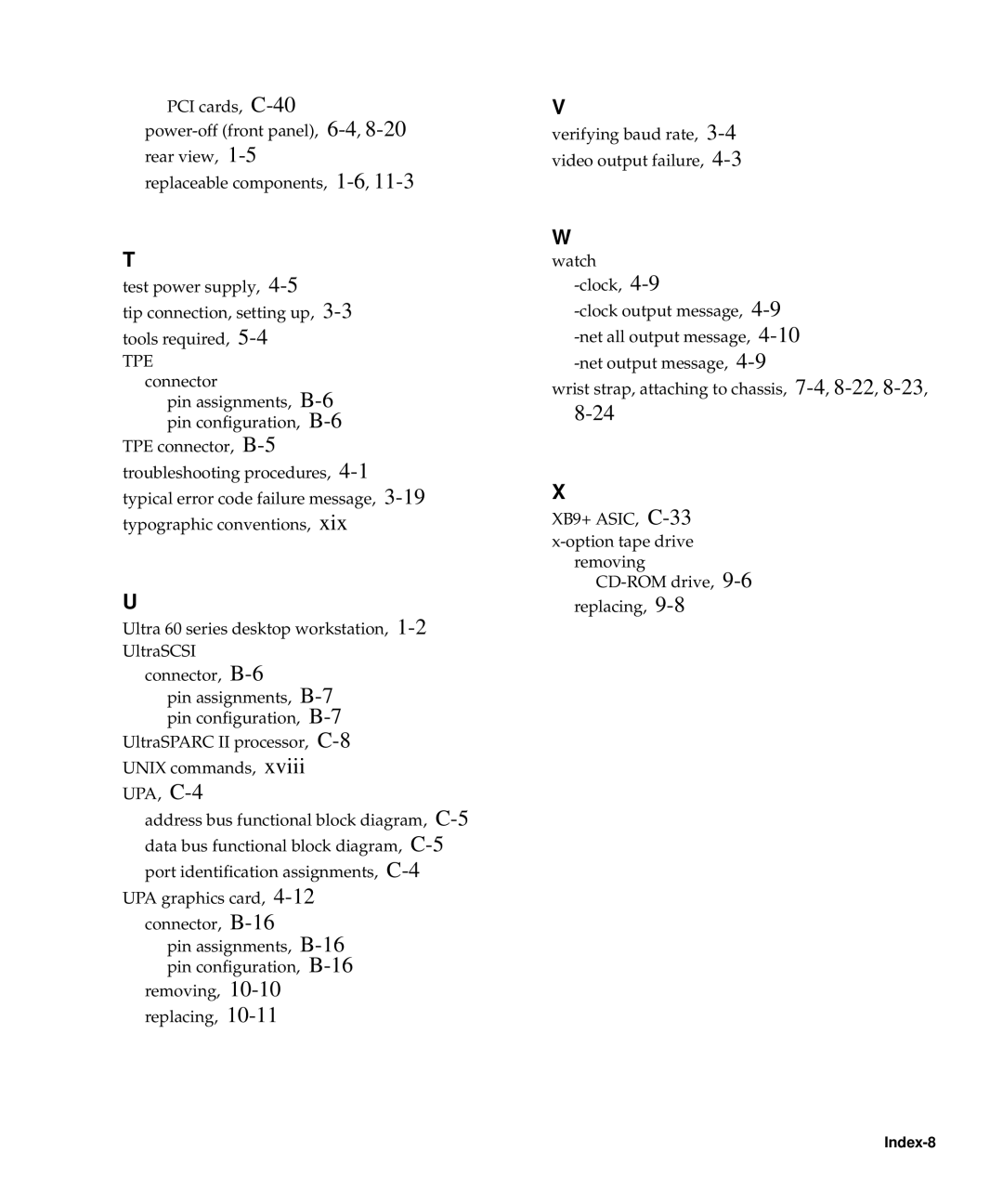 Sun Microsystems 60 service manual Index-8 