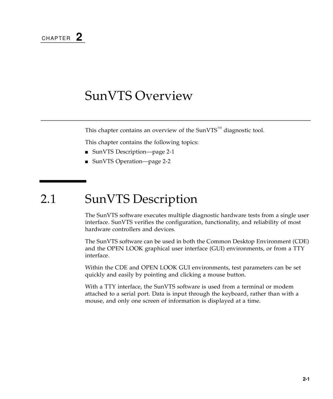 Sun Microsystems 60 service manual SunVTS Overview, SunVTS Description 