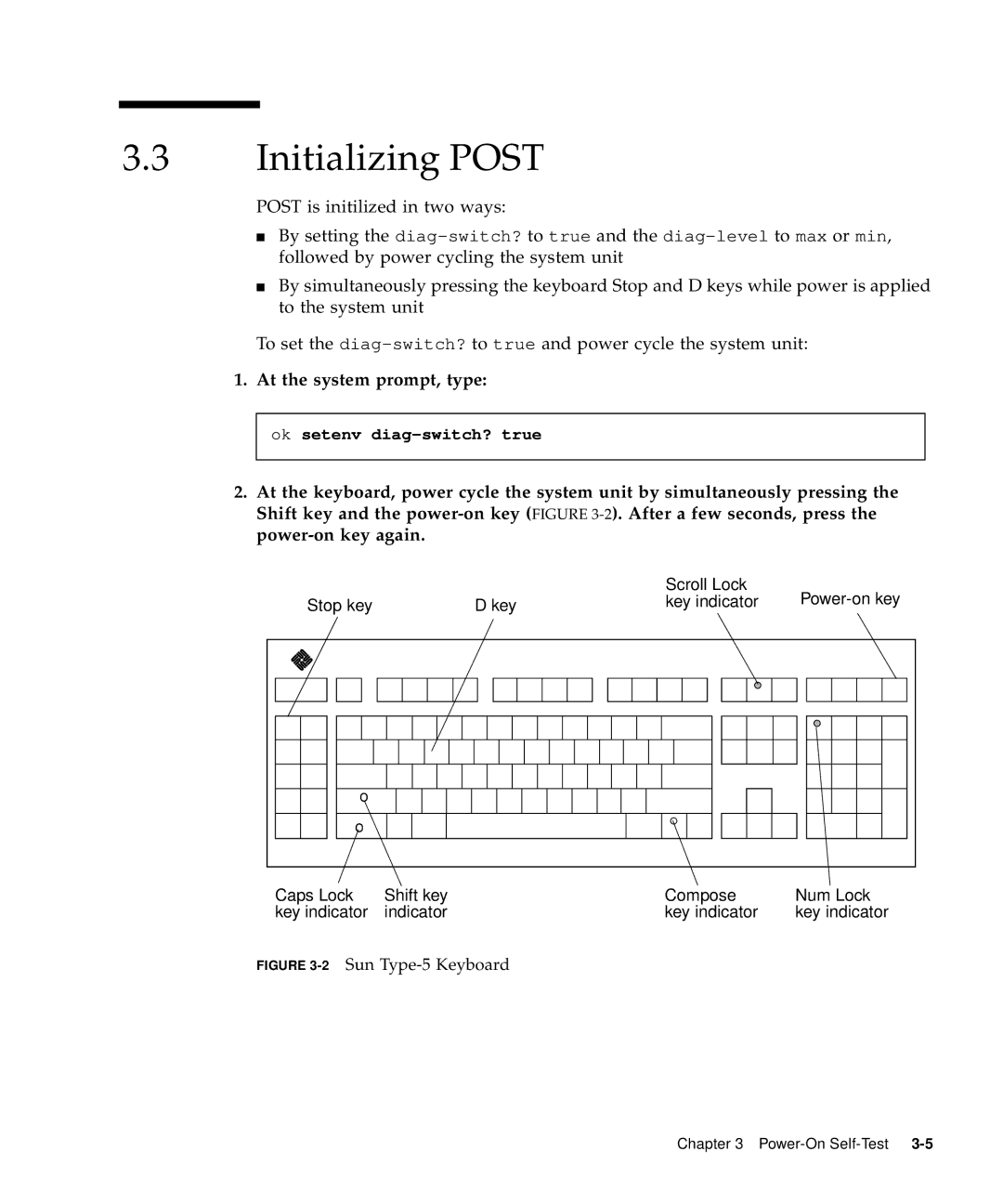 Sun Microsystems 60 service manual Initializing Post, 2Sun Type-5 Keyboard 