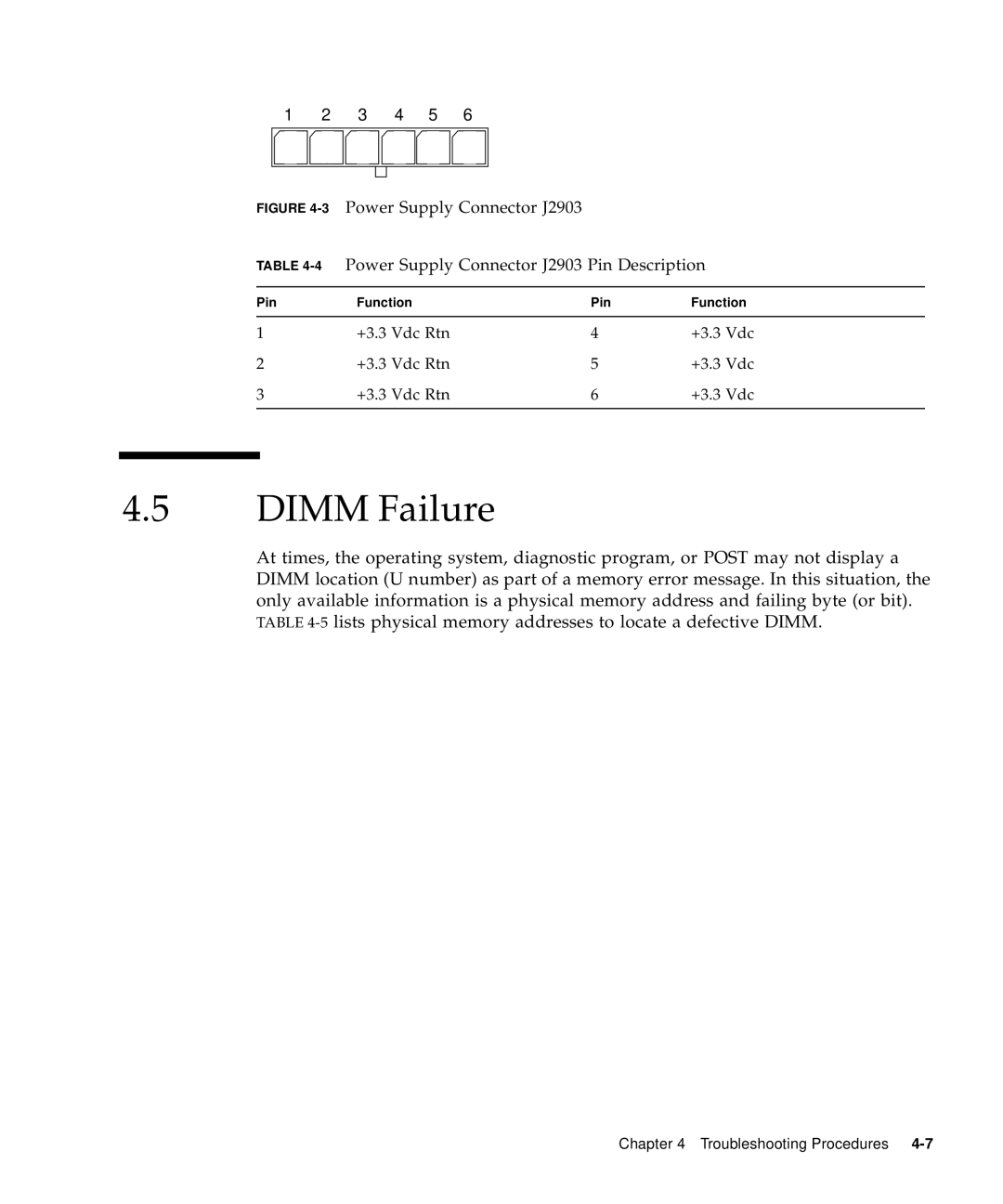 Sun Microsystems 60 service manual Dimm Failure 