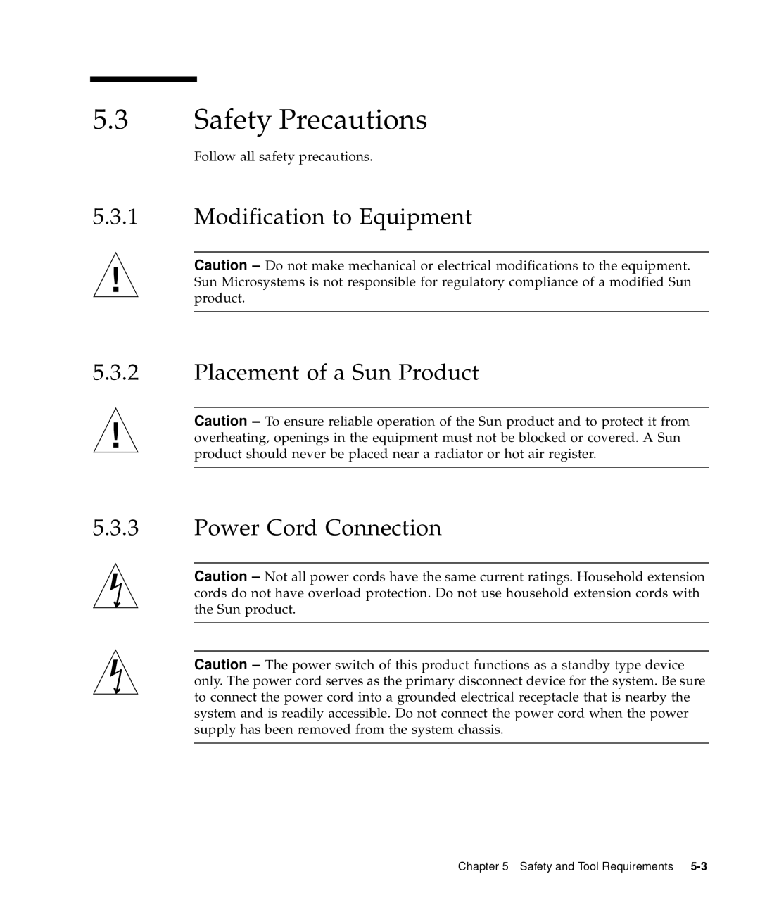 Sun Microsystems 60 service manual Safety Precautions 