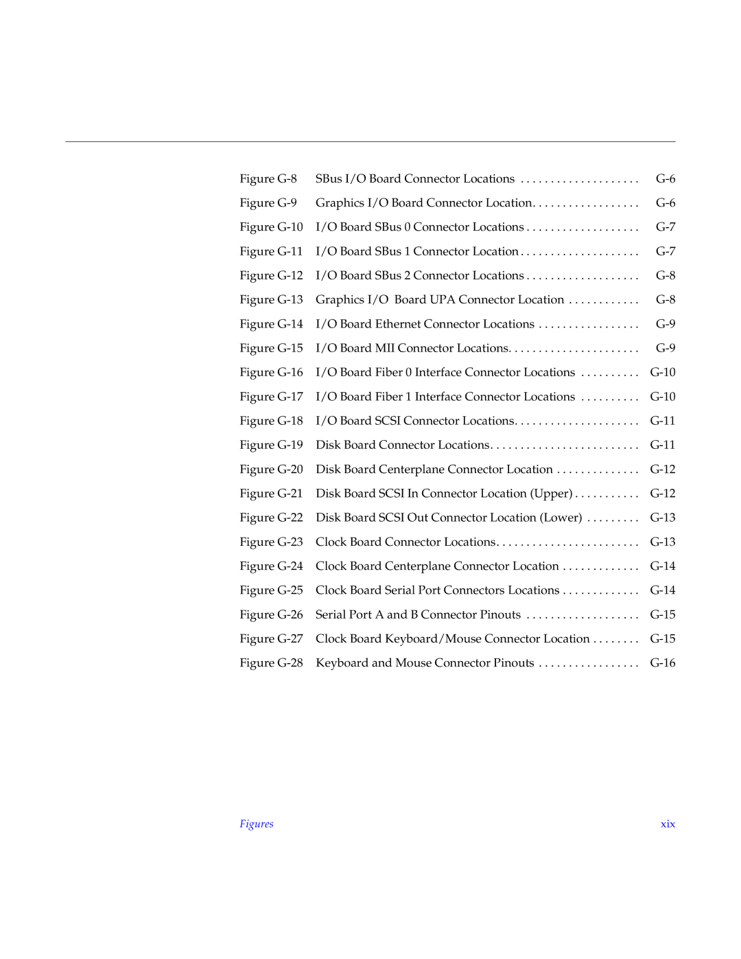 Sun Microsystems 6.0005E+11 manual Figure G-8 SBus I/O Board Connector Locations 