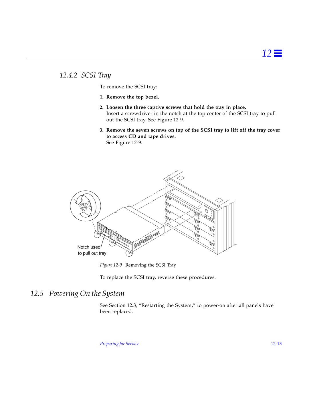 Sun Microsystems 6.0005E+11 manual Powering On the System, Scsi Tray 