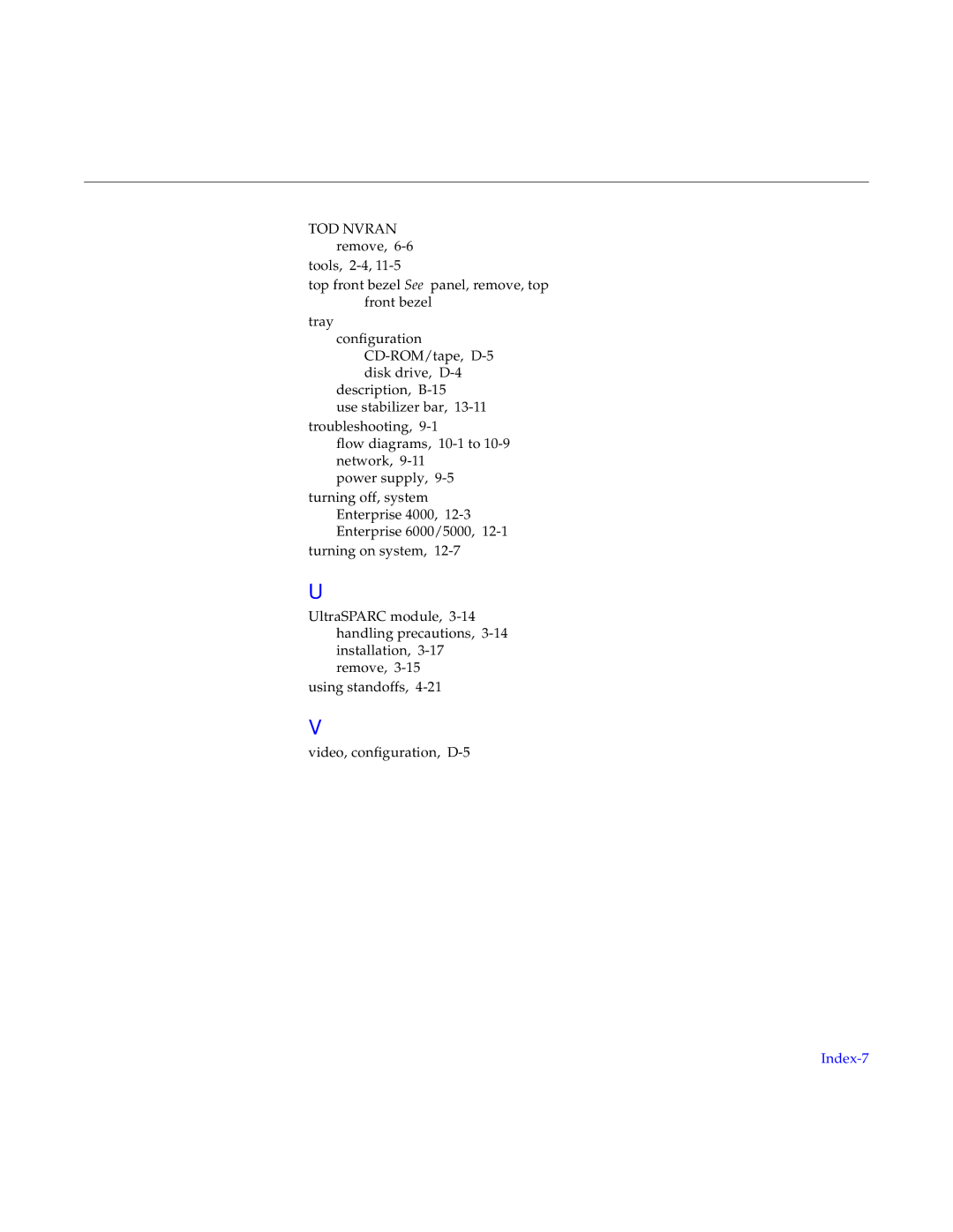 Sun Microsystems 6.0005E+11 manual Index-7 