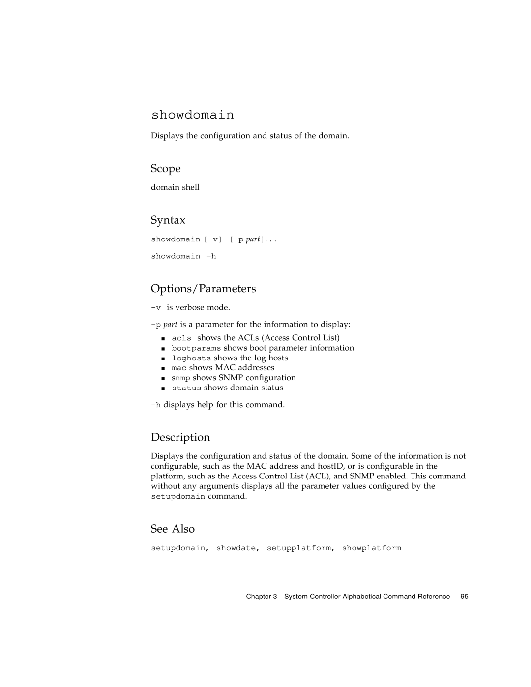 Sun Microsystems 6800/4810/4800/3800 manual Showdomain 