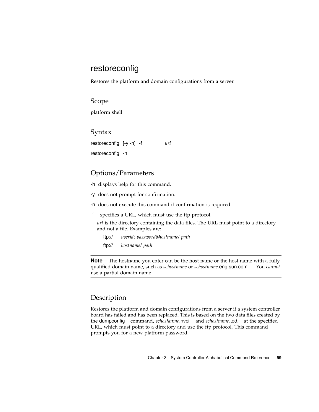 Sun Microsystems 6800/4810/4800/3800 manual Restoreconfig 