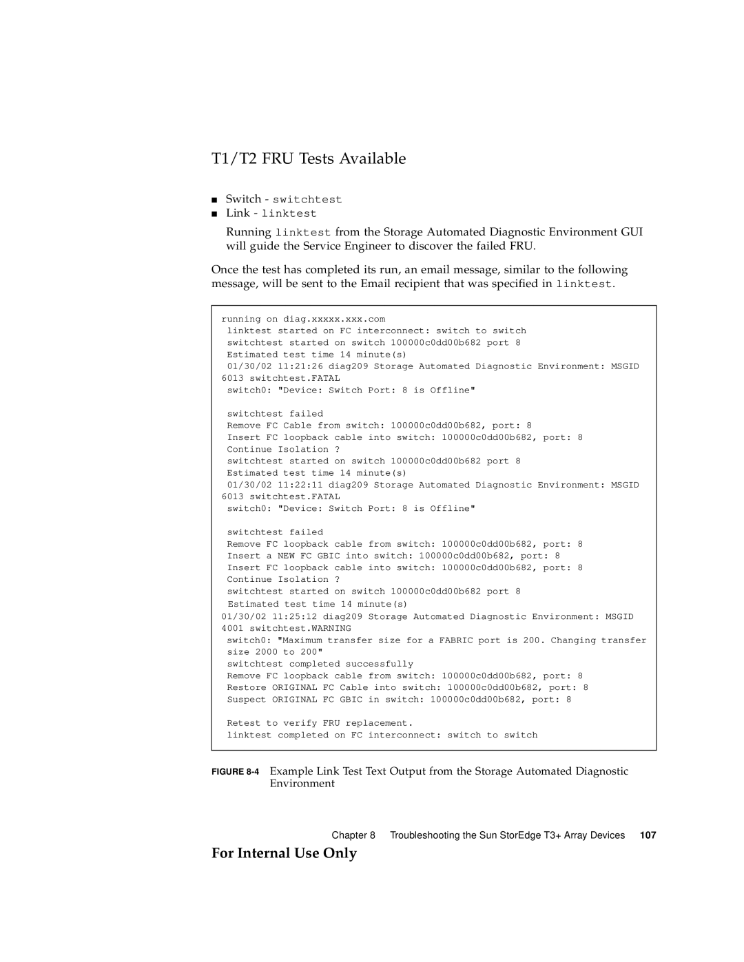 Sun Microsystems 3900 Series, 6900 Series manual T1/T2 FRU Tests Available 