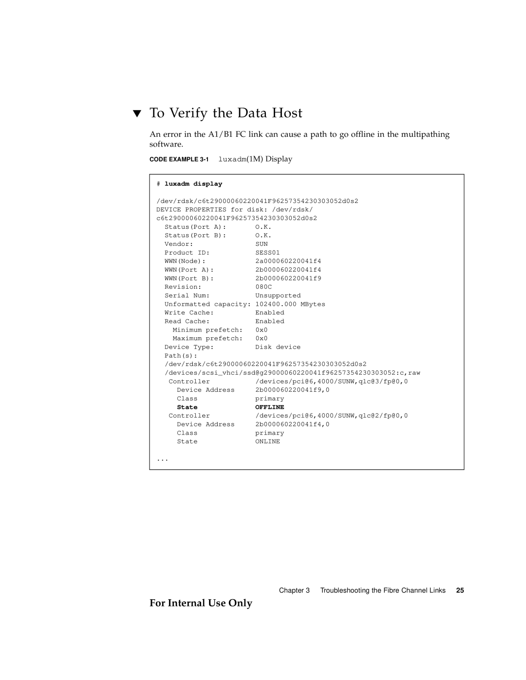 Sun Microsystems 3900 Series, 6900 Series manual To Verify the Data Host, Offline 