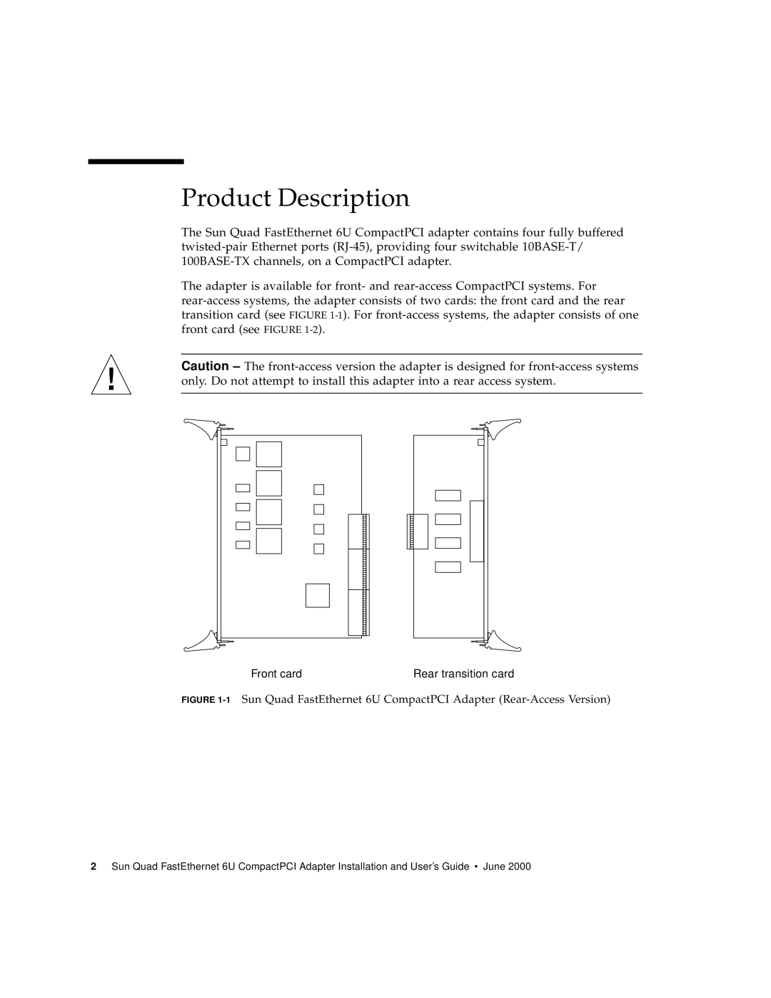 Sun Microsystems 6U manual Product Description, Front card 