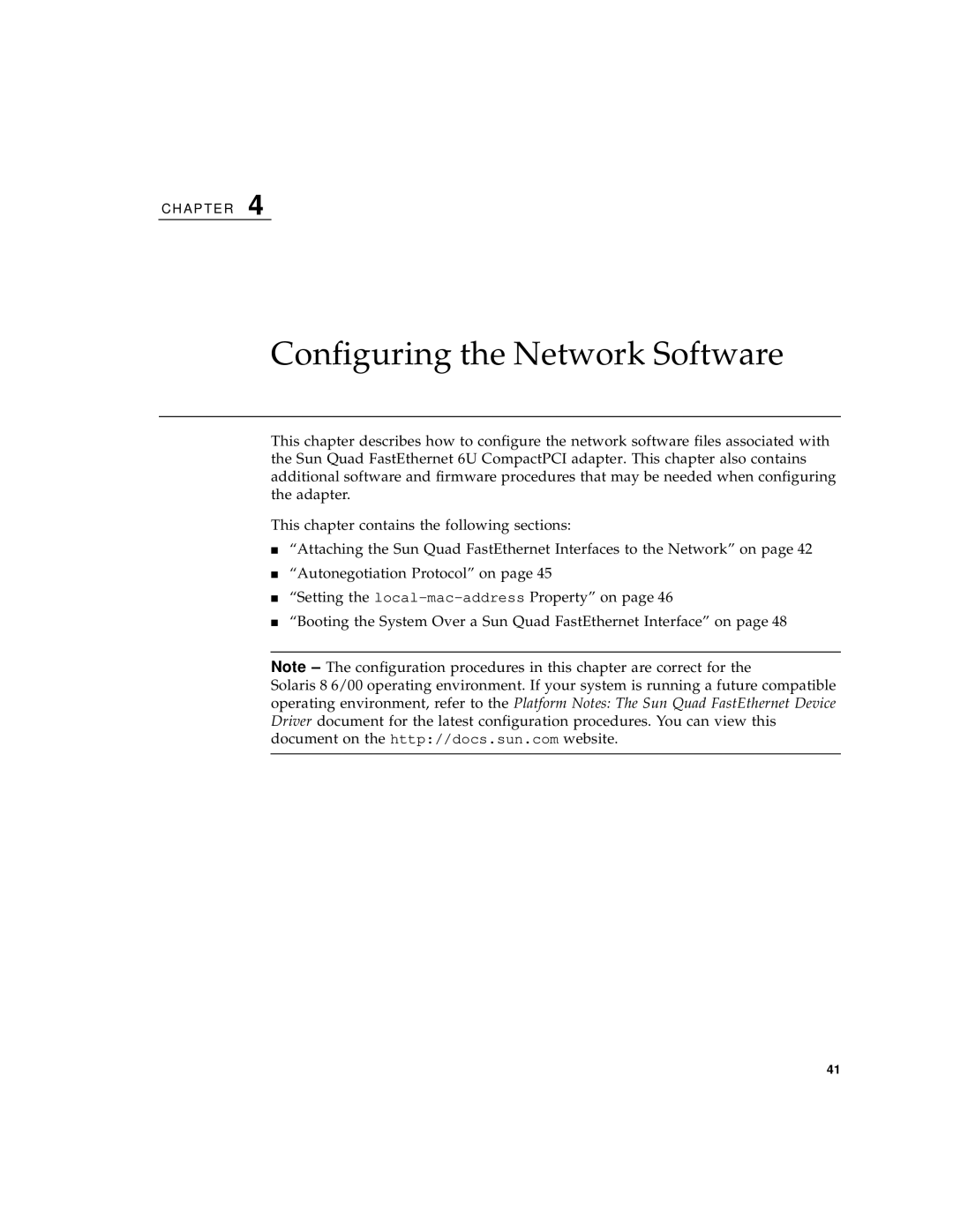Sun Microsystems 6U manual Configuring the Network Software 
