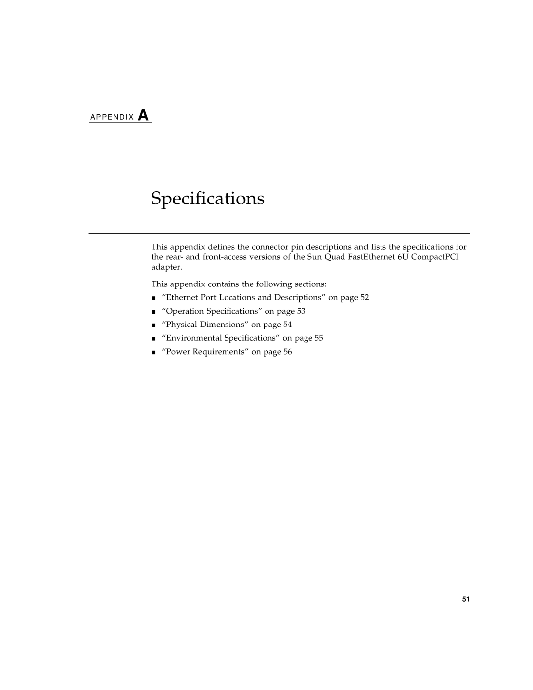 Sun Microsystems 6U manual Specifications 