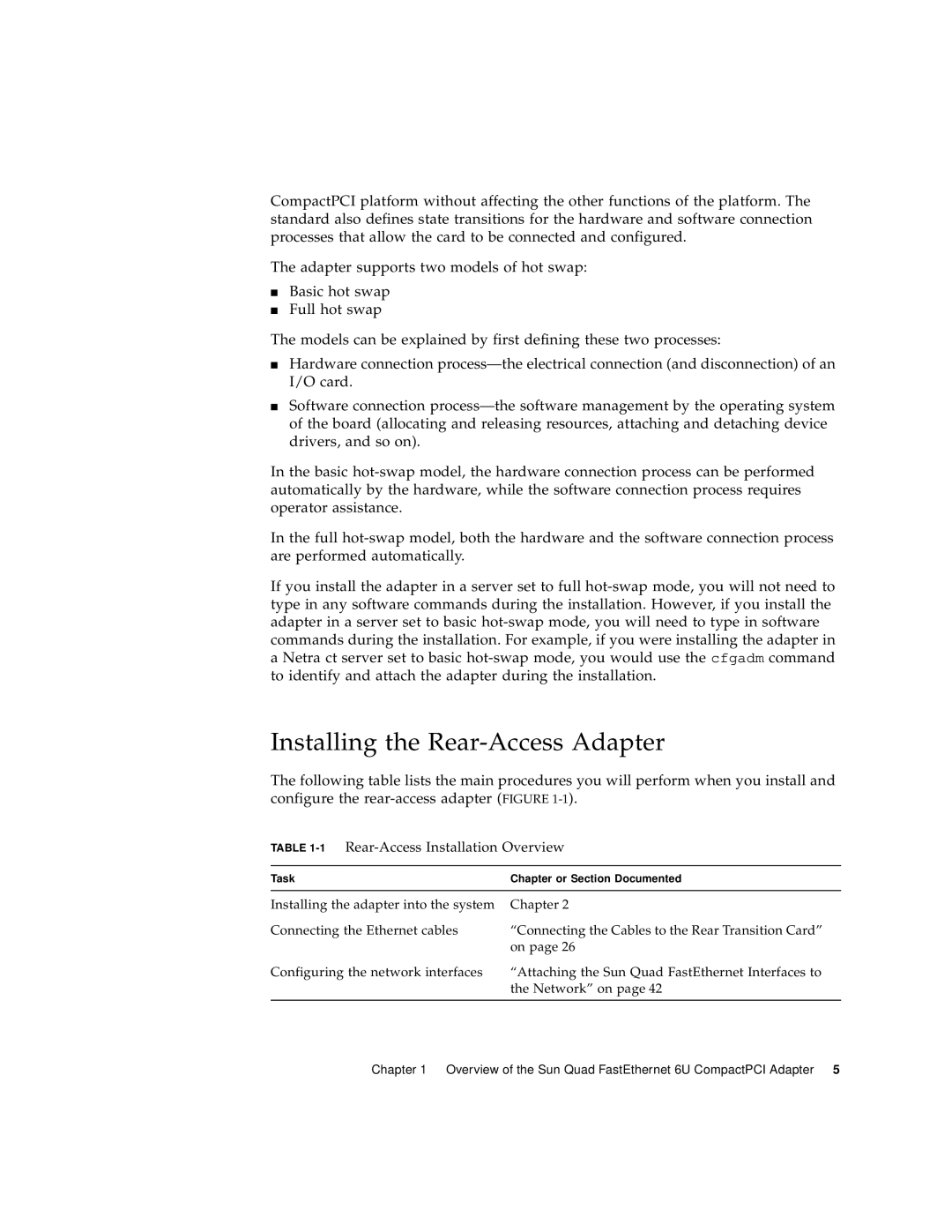 Sun Microsystems 6U manual Installing the Rear-Access Adapter, 1Rear-Access Installation Overview 