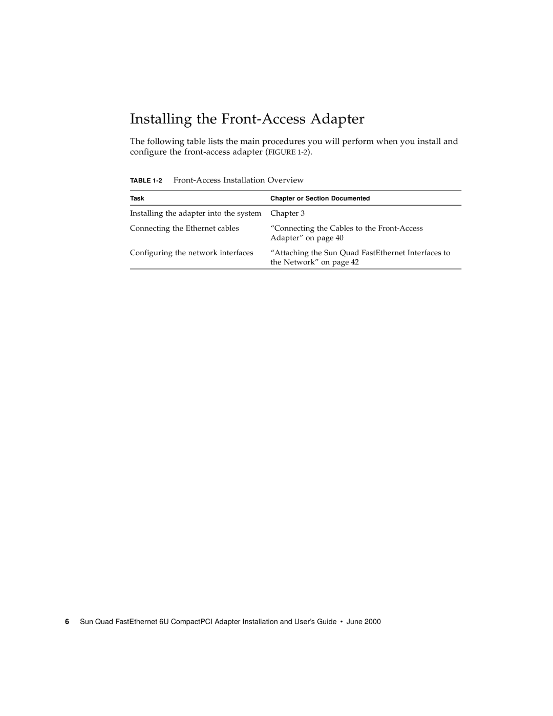 Sun Microsystems 6U manual Installing the Front-Access Adapter, 2Front-Access Installation Overview 