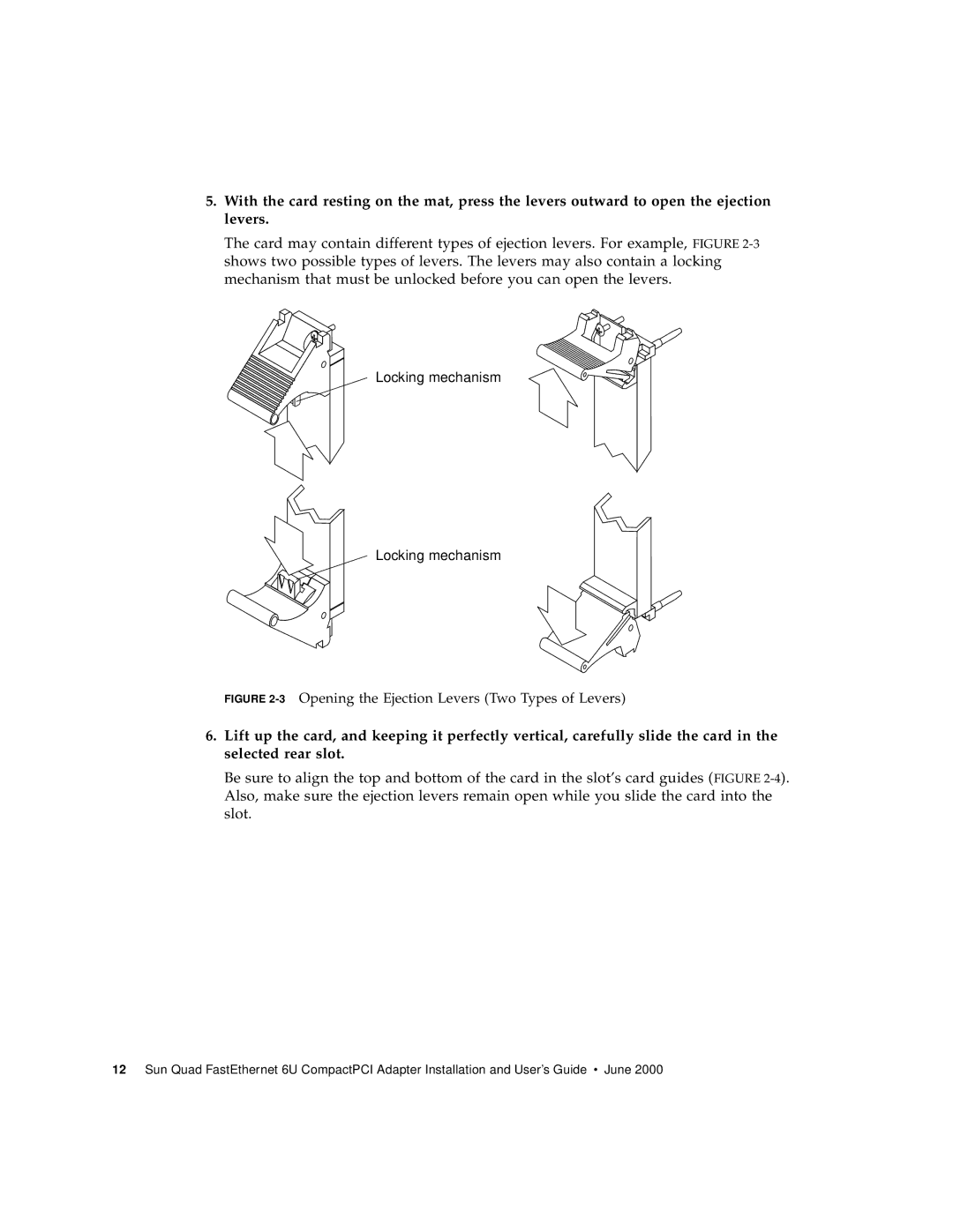 Sun Microsystems 6U manual Locking mechanism 