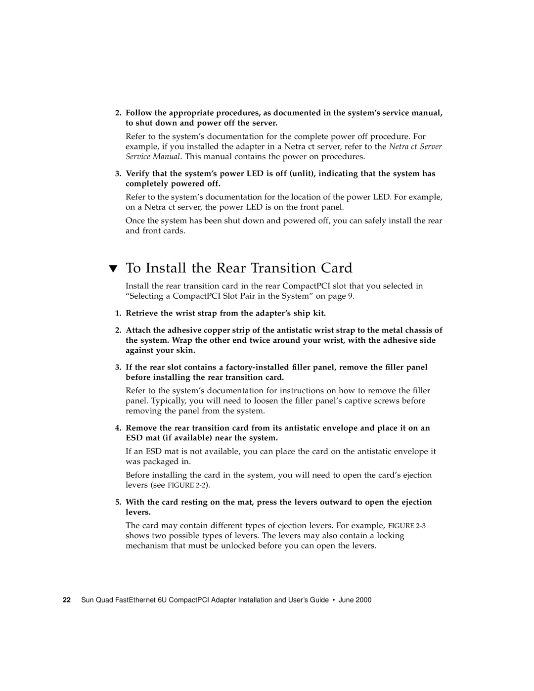 Sun Microsystems 6U manual To Install the Rear Transition Card 