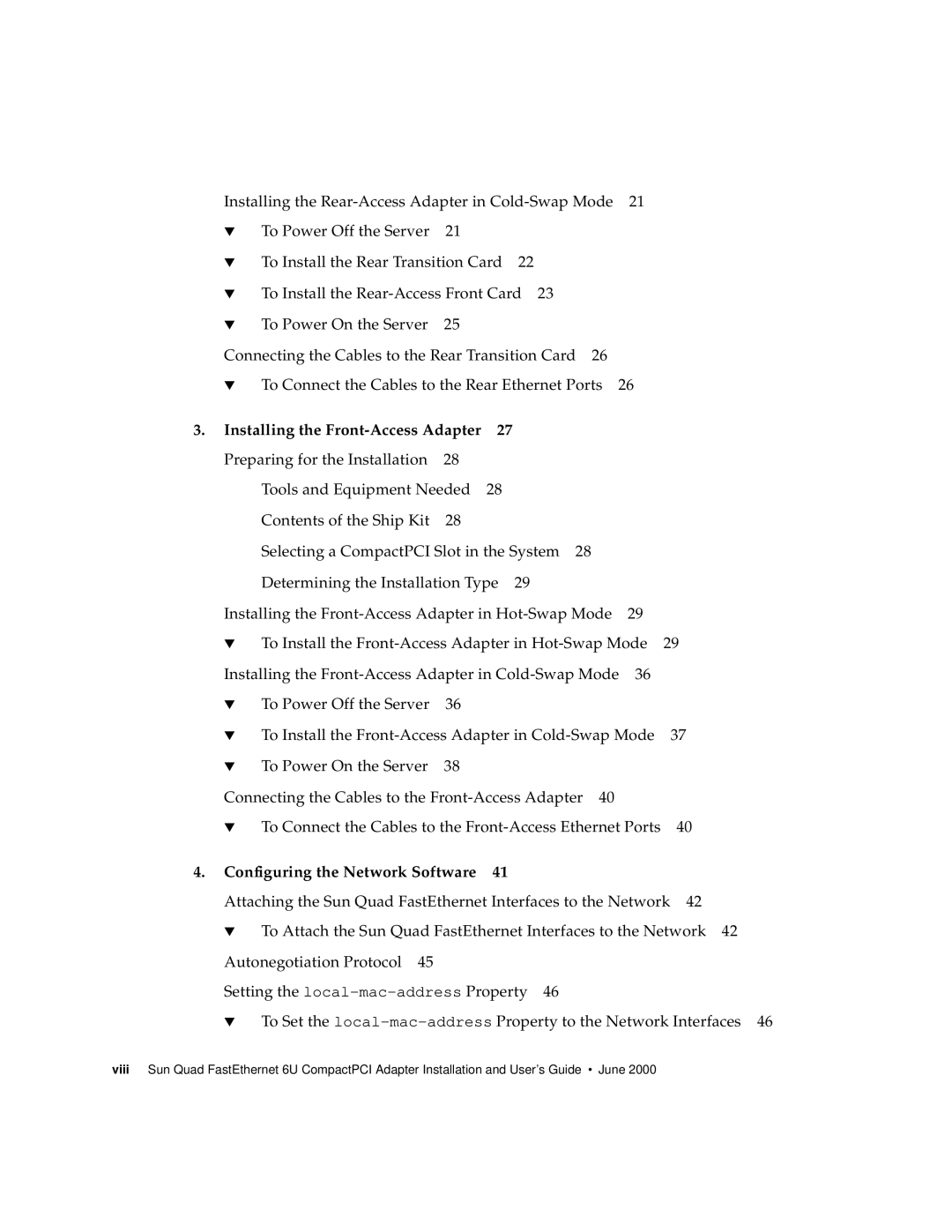 Sun Microsystems 6U manual Installing the Front-Access Adapter, Configuring the Network Software 