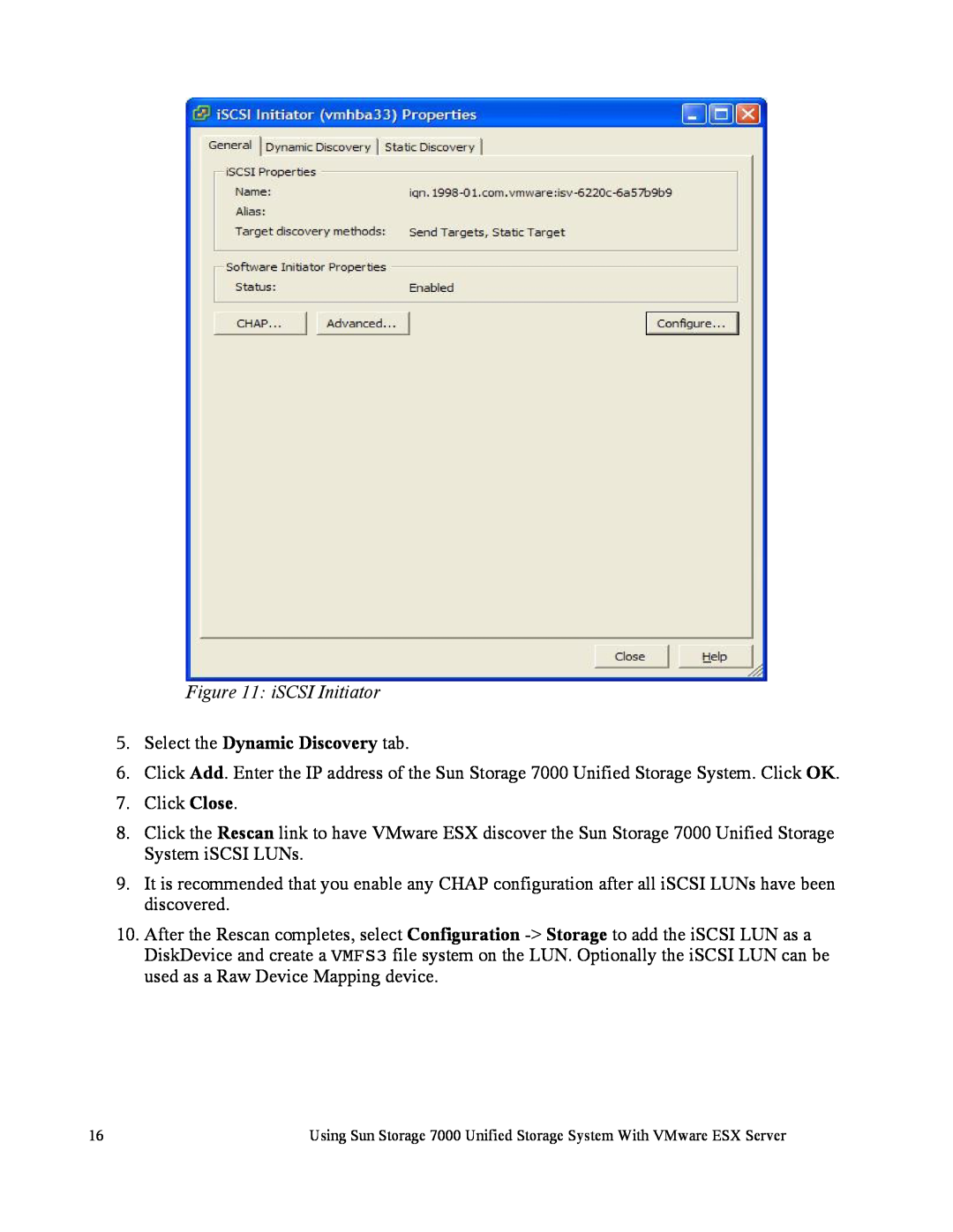 Sun Microsystems 7000 manual iSCSI Initiator, Select the Dynamic Discovery tab 