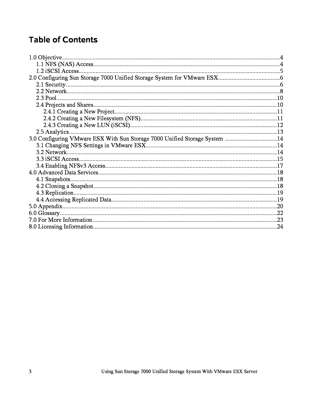 Sun Microsystems 7000 manual Table of Contents 