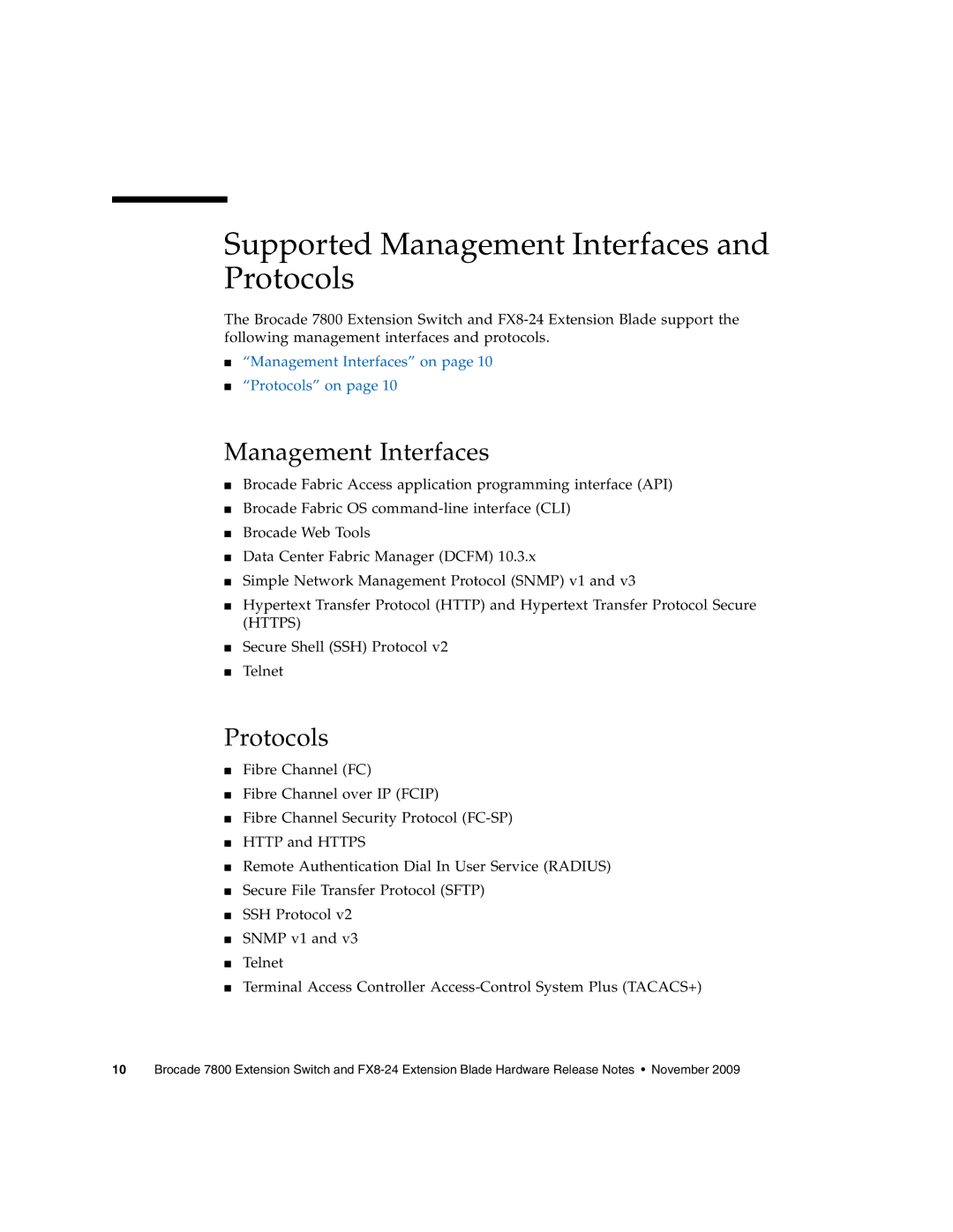 Sun Microsystems 7800 manual Supported Management Interfaces and Protocols 