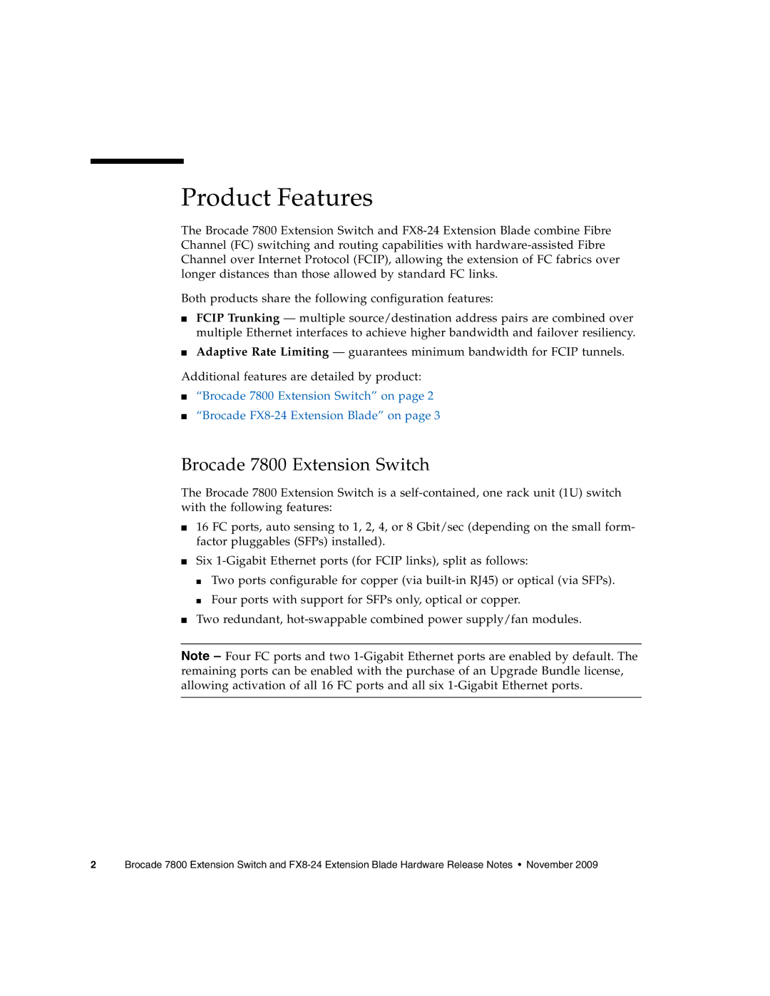 Sun Microsystems manual Product Features, Brocade 7800 Extension Switch 