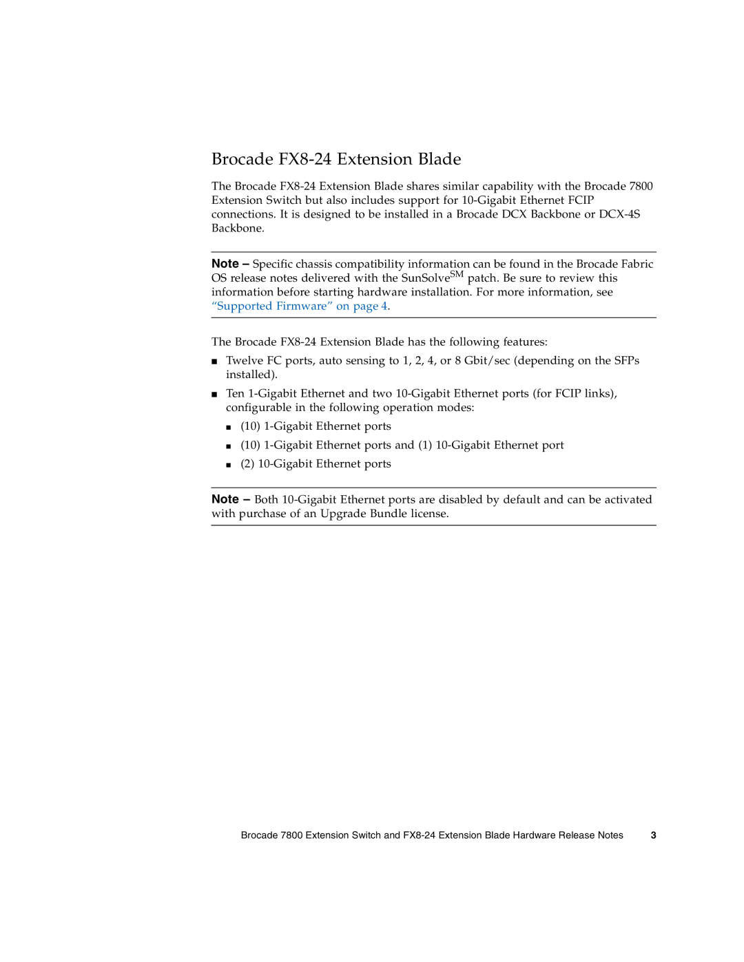 Sun Microsystems 7800 manual Brocade FX8-24 Extension Blade 