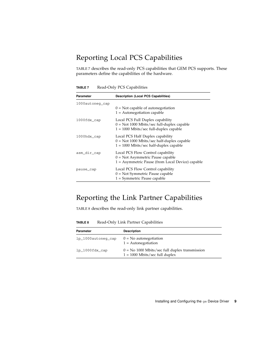 Sun Microsystems 805-7945-10 manual Reporting Local PCS Capabilities, Reporting the Link Partner Capabilities 