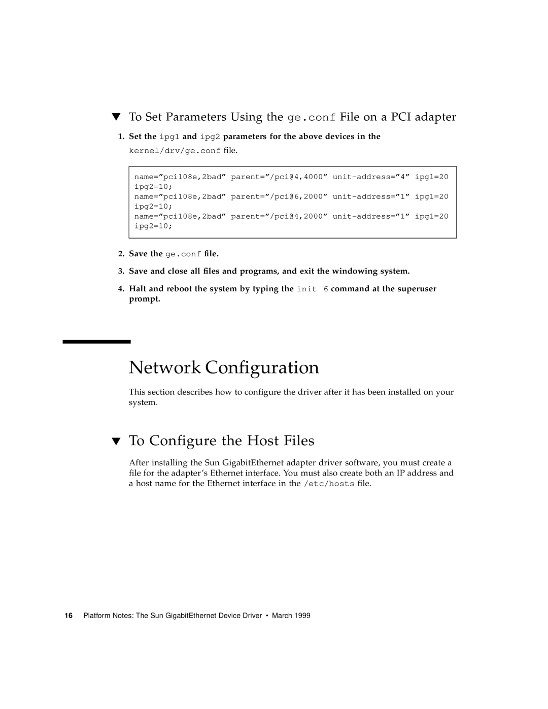 Sun Microsystems 805-7945-10 manual Network Configuration, To Configure the Host Files 