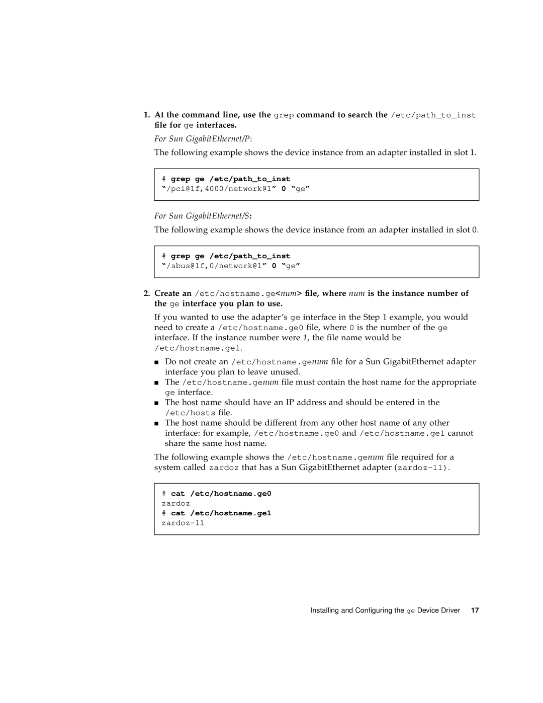 Sun Microsystems 805-7945-10 manual Etc/hostname.ge1 