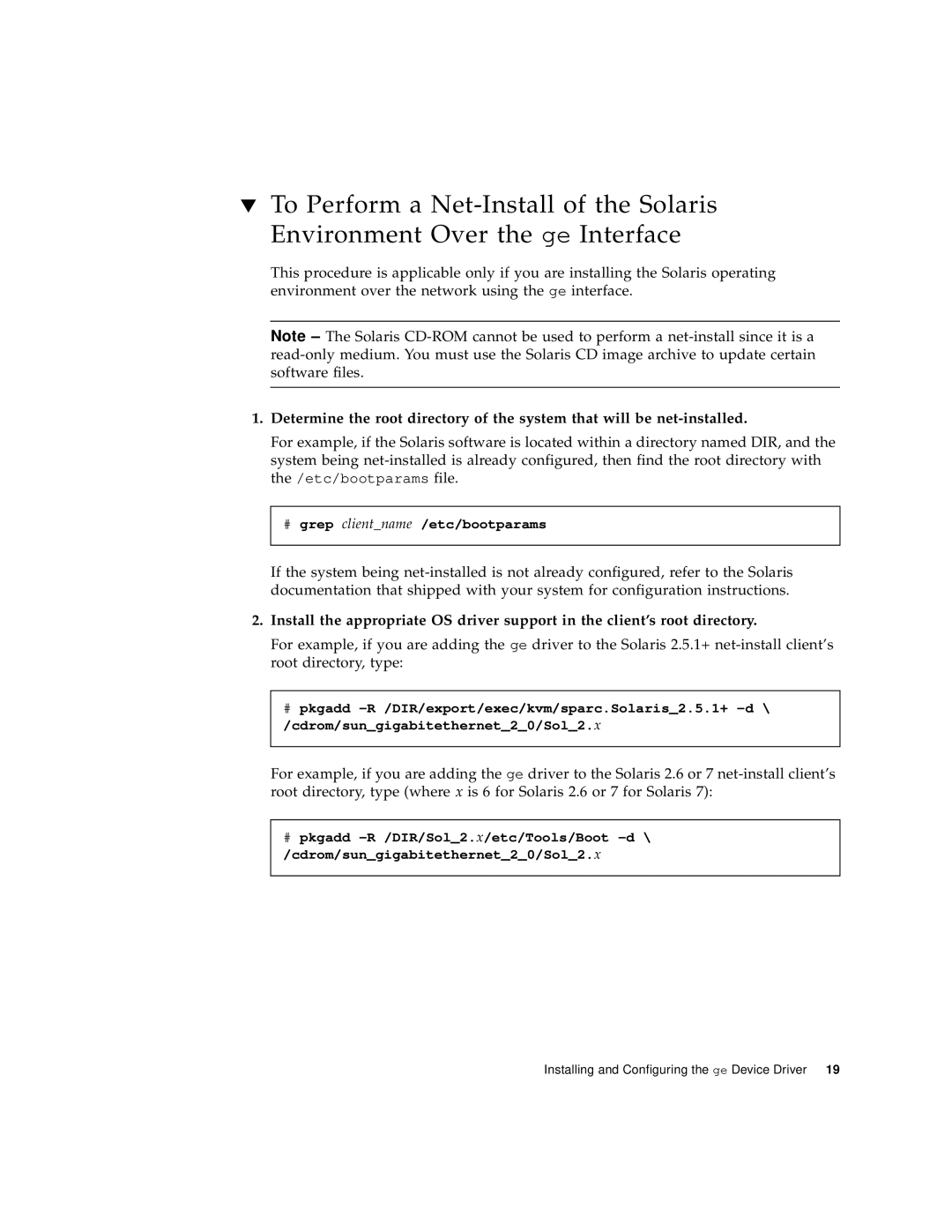 Sun Microsystems 805-7945-10 manual # grep clientname /etc/bootparams 