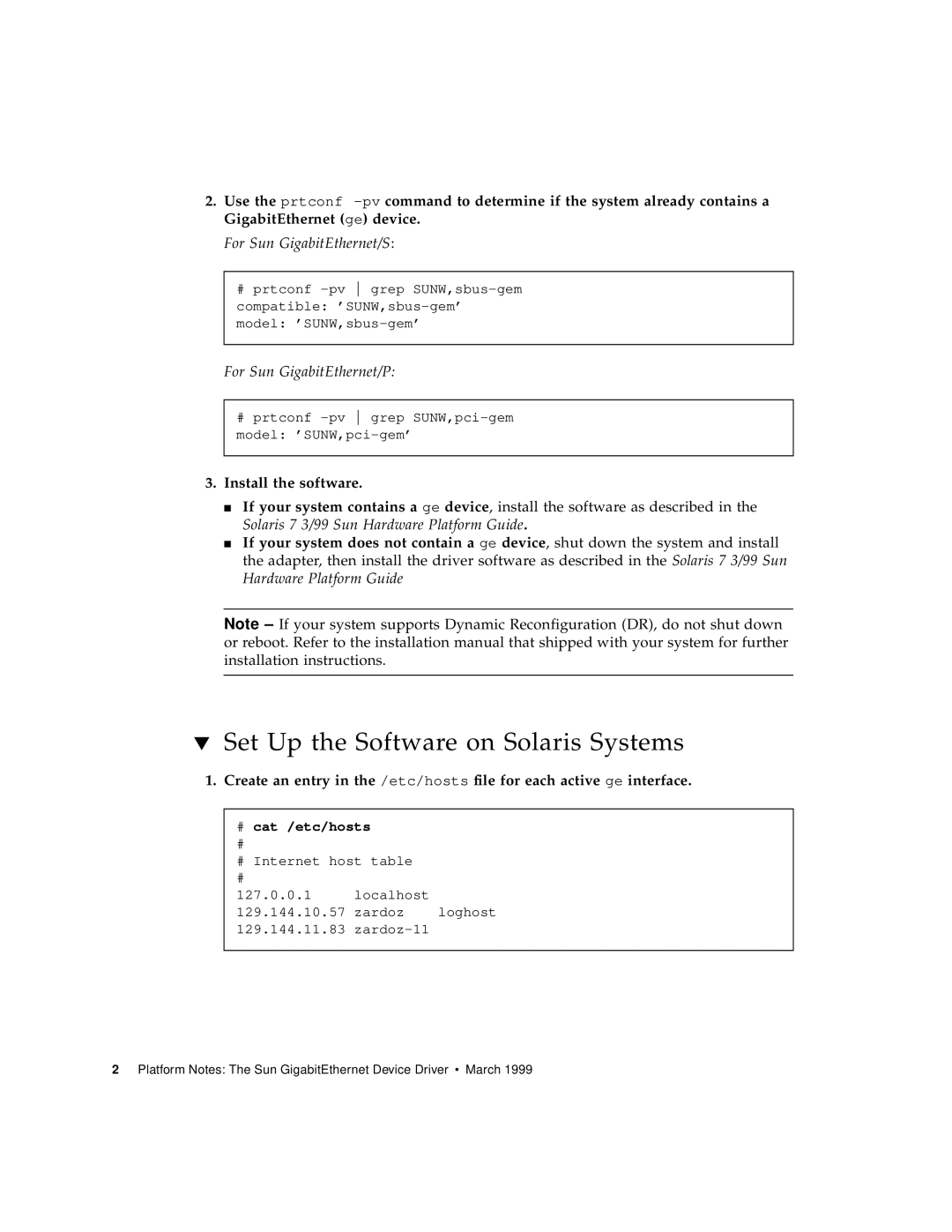 Sun Microsystems 805-7945-10 manual Set Up the Software on Solaris Systems, Install the software 