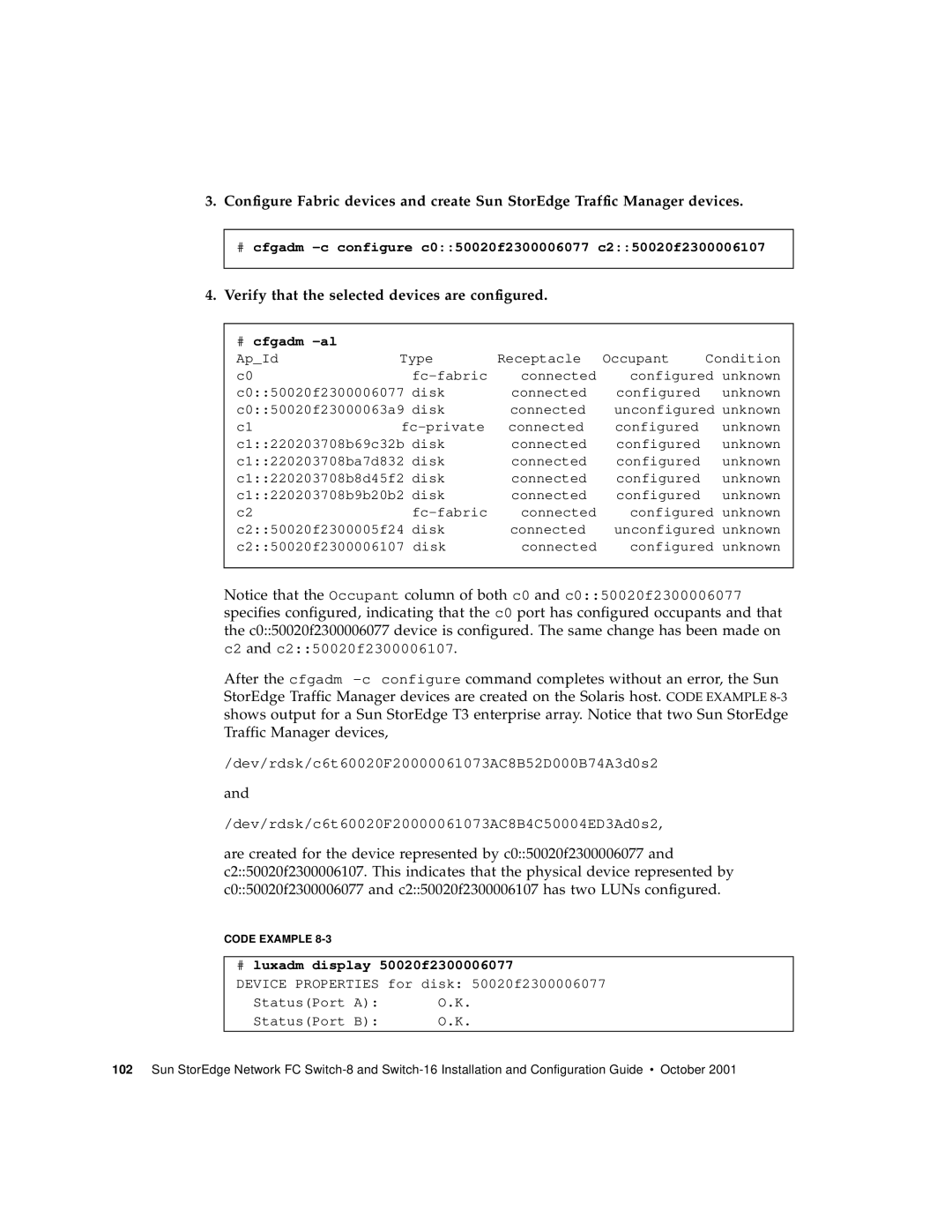 Sun Microsystems 816-0830-12 manual Verify that the selected devices are configured 