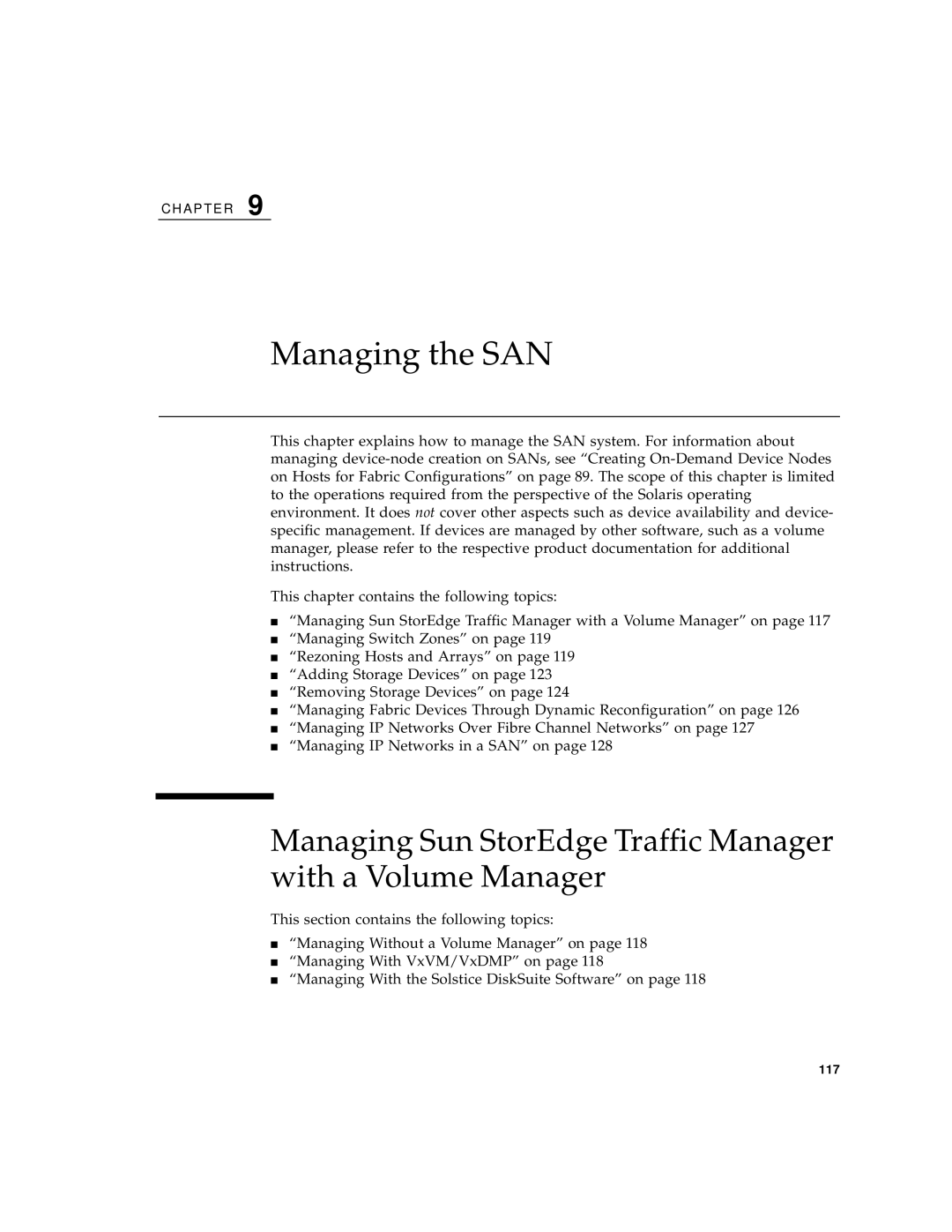 Sun Microsystems 816-0830-12 manual Managing the SAN, Managing Sun StorEdge Traffic Manager with a Volume Manager 