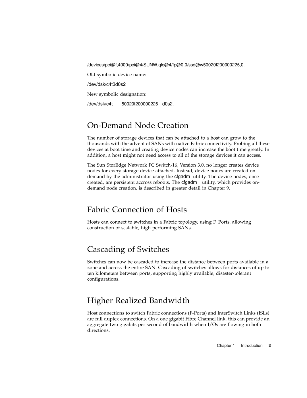 Sun Microsystems 816-0830-12 manual On-Demand Node Creation, Fabric Connection of Hosts, Cascading of Switches 