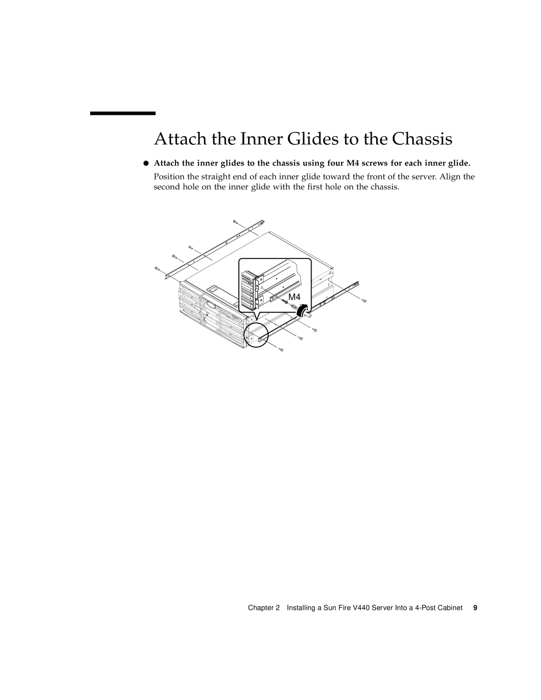 Sun Microsystems 816-7727-10 manual Attach the Inner Glides to the Chassis 