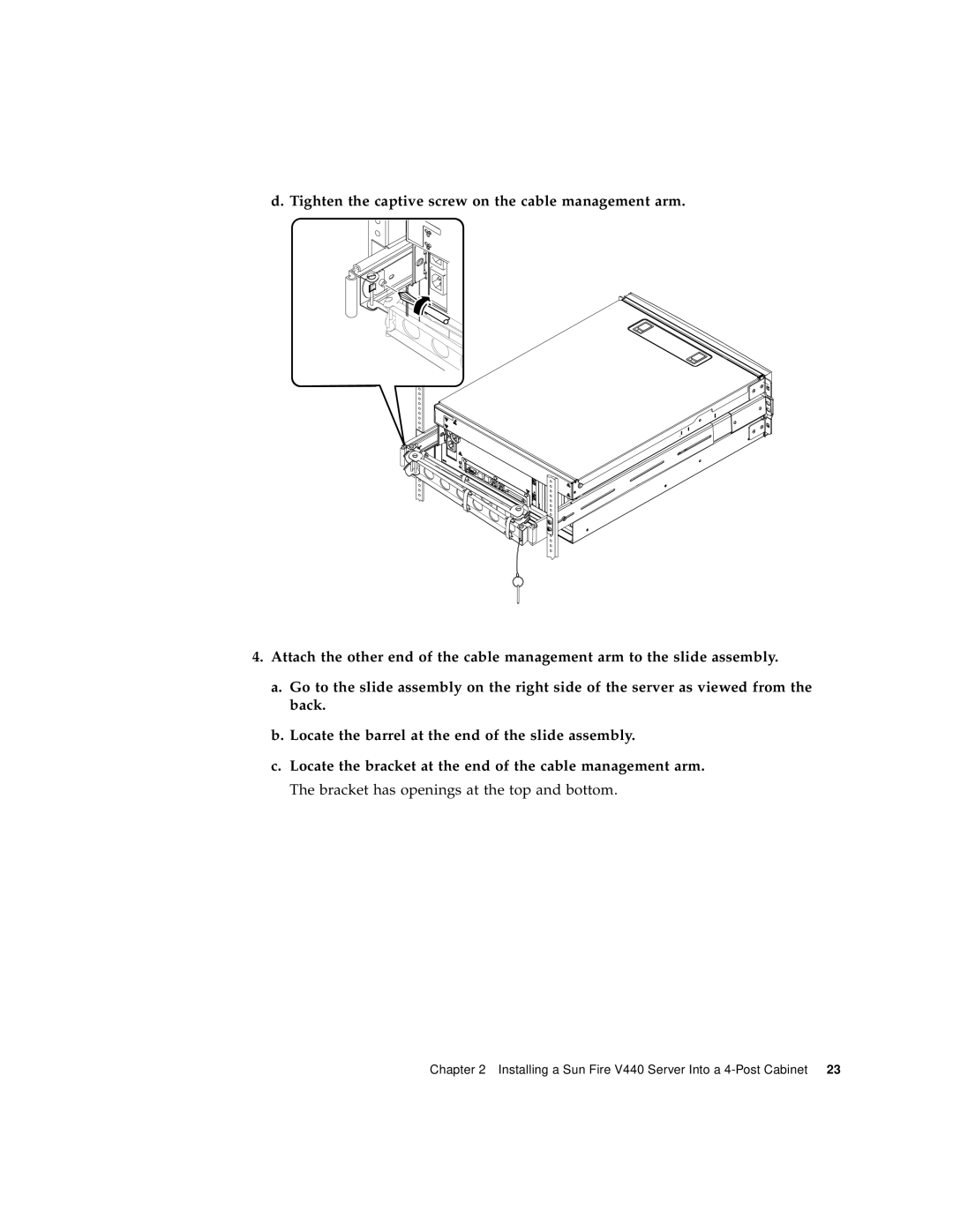 Sun Microsystems 816-7727-10 manual Installing a Sun Fire V440 Server Into a 4-Post Cabinet 