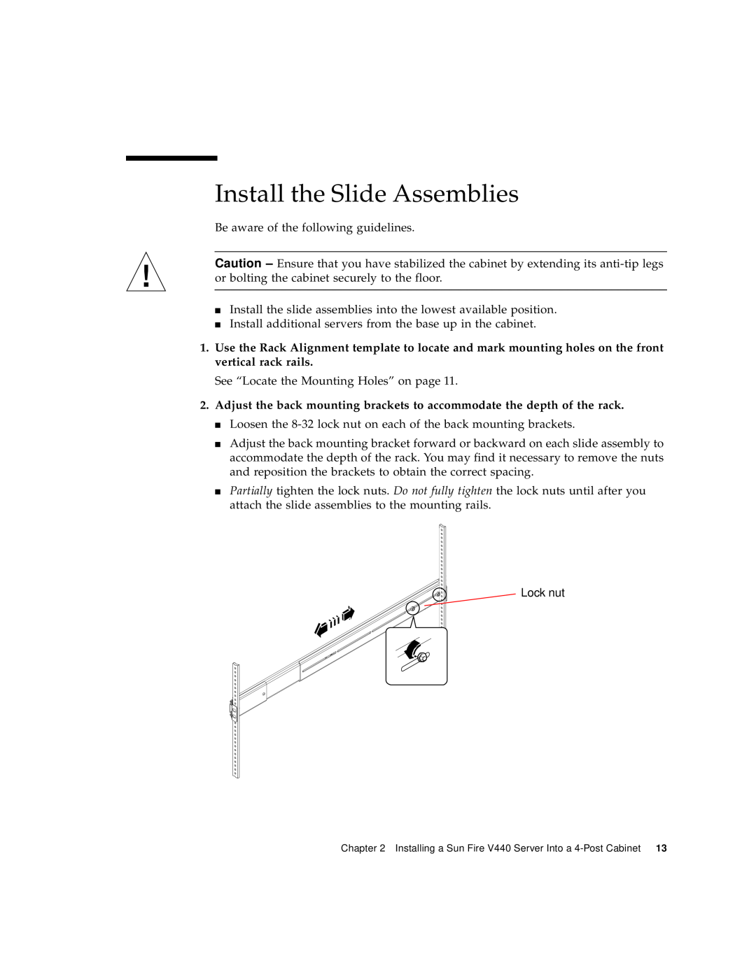 Sun Microsystems 816-7727-10 manual Install the Slide Assemblies 